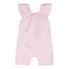 Summer 2017 Adorable Infant Baby Girls Floral Hollow Pink Romper Jumpsuit Sunsuit Clothes 0-24M
