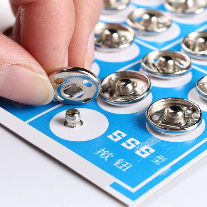 

20 sets Metal Snap Buttons Black Silver Fasteners Press Button Stainless Steel Sewing Accessories Buttons For Clothing