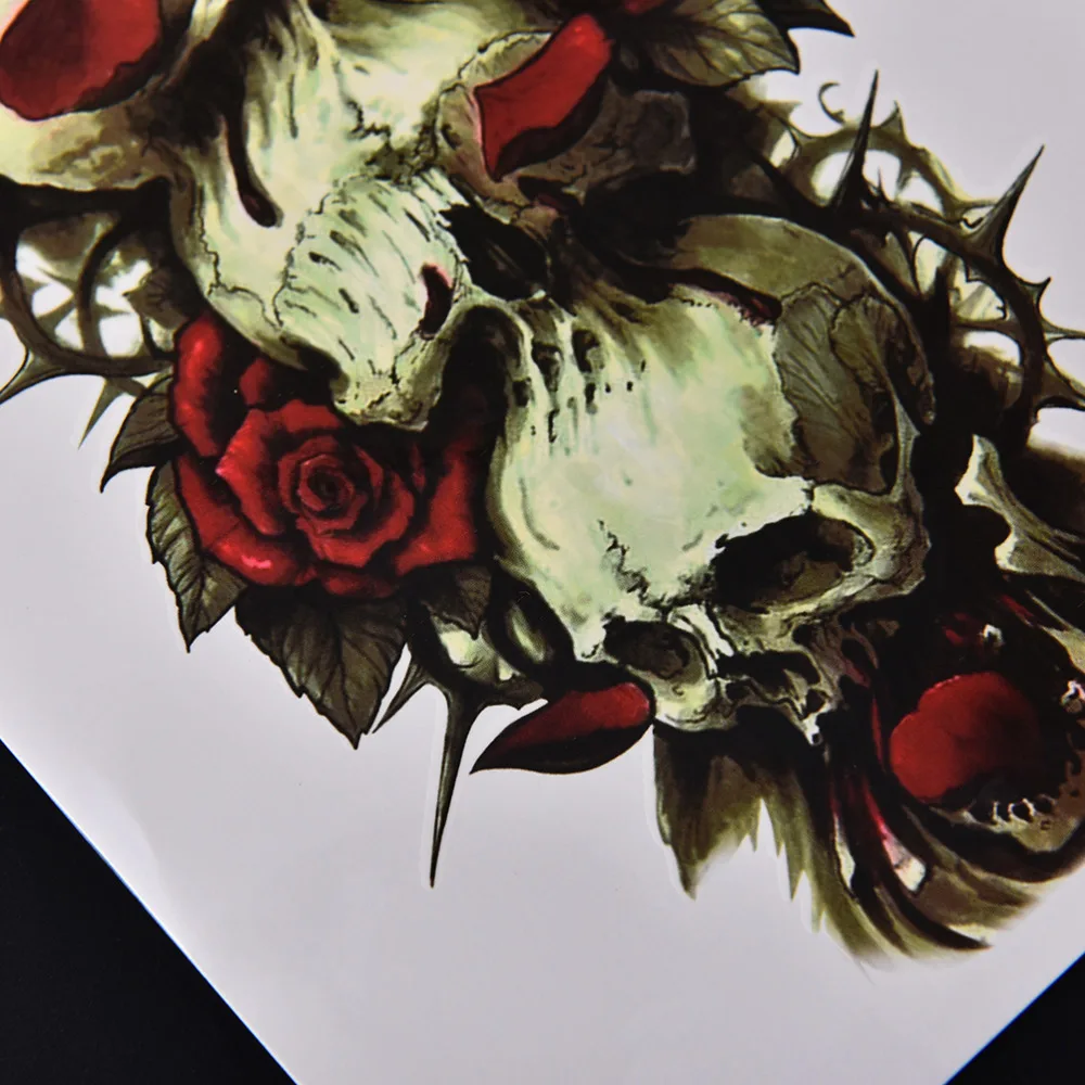 210*150 мм большое удаление розы череп временная татуировка боди арт водостойкие татуировки стикер