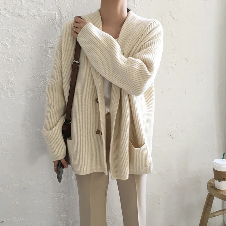 

GRUIICEEN autumn korean new open stitch casual long cardigan coat female jacket knitted sweater coat GY2018243