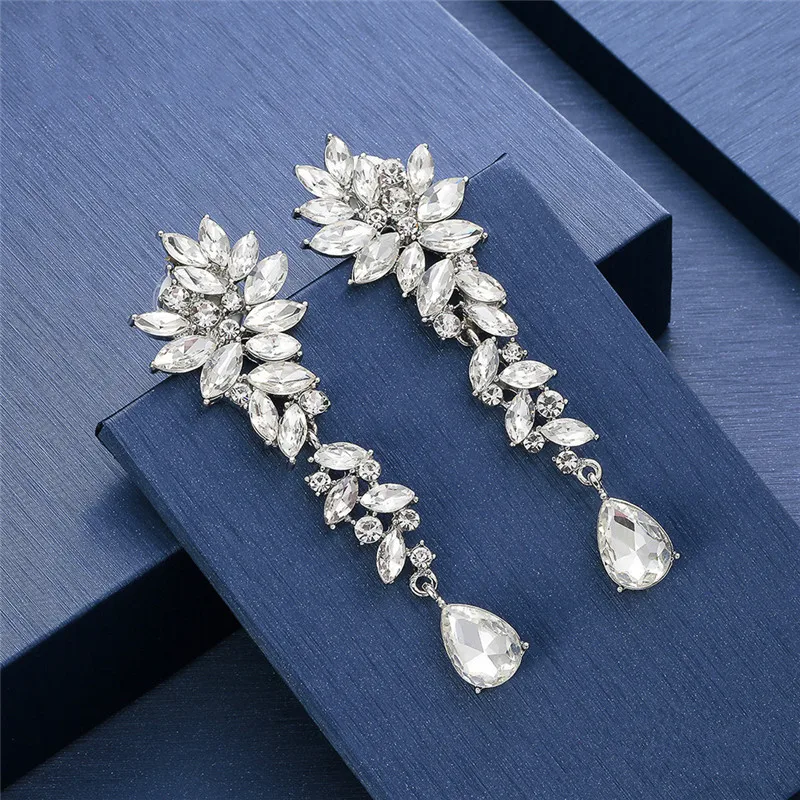 Fashion-Flower-Sparkling-Drop-Piercing-Earrings-and-ear-Earrings-Elegant-Charming-Wedding-Earrings-For-Women-Gift