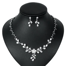 WEIMANJINGDIAN Новое поступление Vne форма кубического циркония CZ Кристалл, свадьба, для новобрачных ювелирный набор в родиевом серебряном цвете