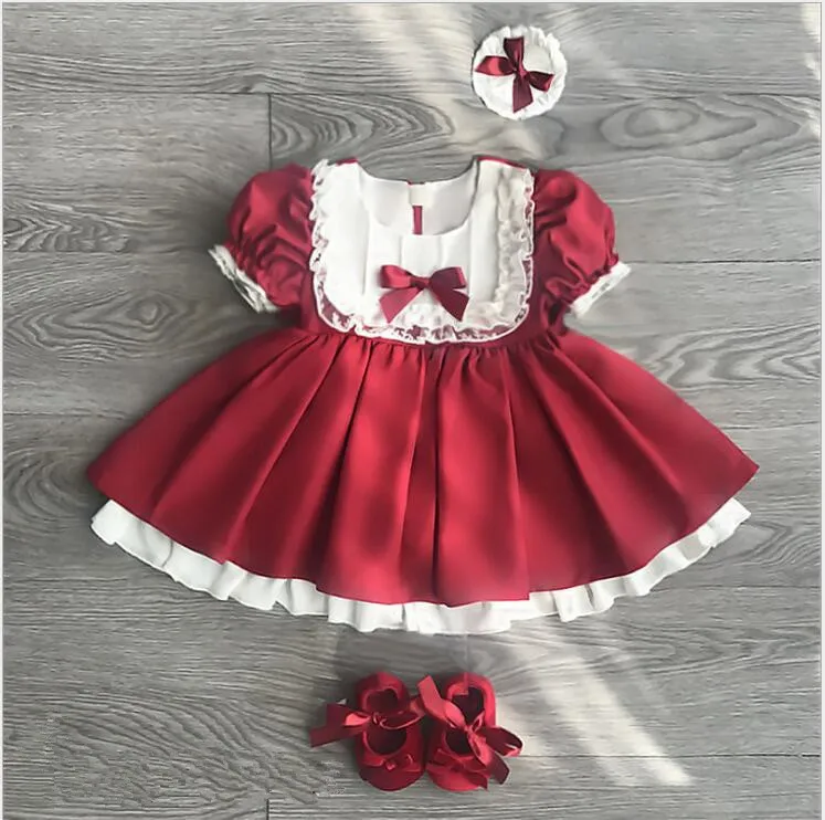 Toddler Girl Dress 2018 Summer Baby Girls Red Lace Bow Court Party Tutu