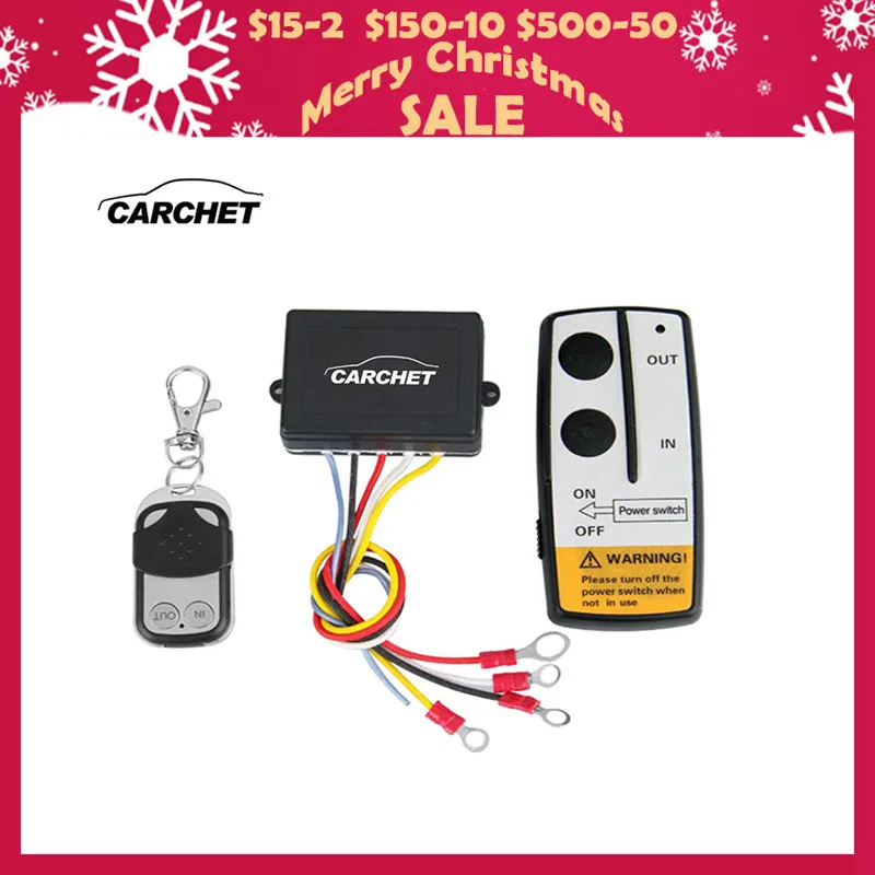 CARCHET Universal Wireless Winch Remote Control Kit 12V 50ft 2 Remotes