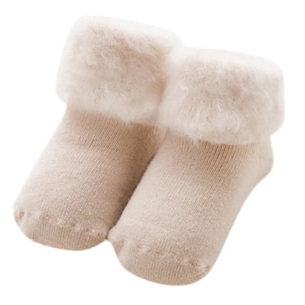 LONSANT/Носки для маленьких мальчиков и девочек хлопковые пушистые длинные носки для малышей однотонные Зимние Повседневные теплые носки для маленьких мальчиков и девочек - Цвет: KH