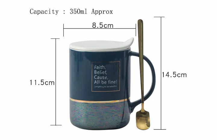 YeFine креативная стильная керамическая кофейная кружка модная офисная чайная кружка для завтрака чашка с молоком с крышкой и ложкой чайная чашка из фарфора набор