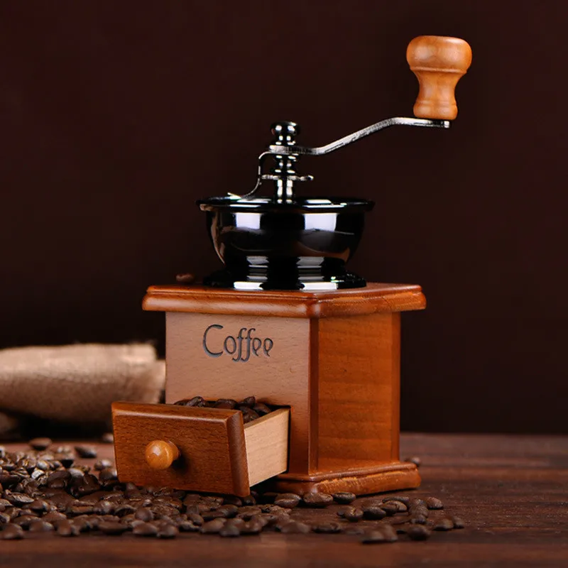 

Wood Manual Coffee Grinder Adjustable Coffee powder thickness portable blade grinders DIY Coffee Maker