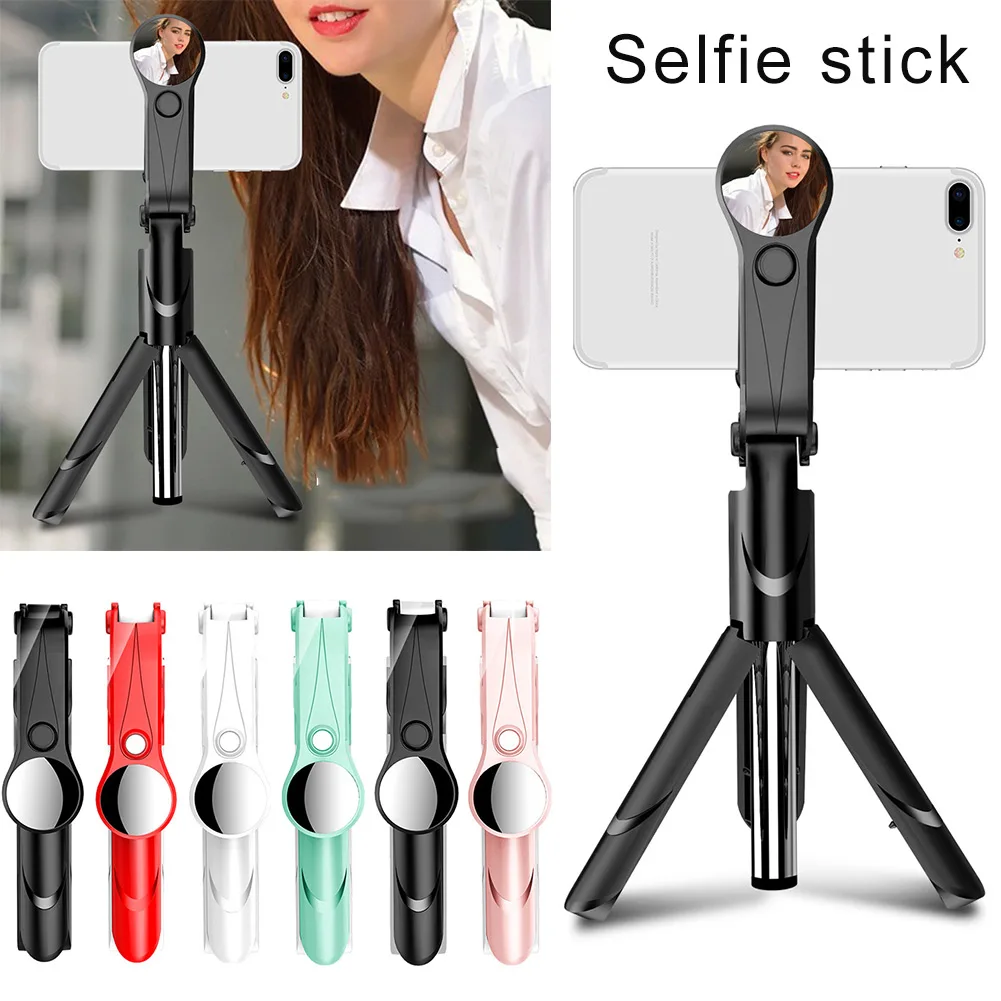 

For Mobile phone Tripod Selfie Stick with Makeup Mirror Bluetooth Remote Control Portable Selfie Stick