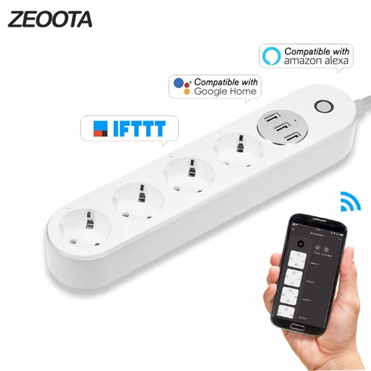Дешево Wi Fi Smart мощность полосы 4 AC ЕС Plug розетки с разъем для USB голос управление таймер Homekit работать Alexa Google дома