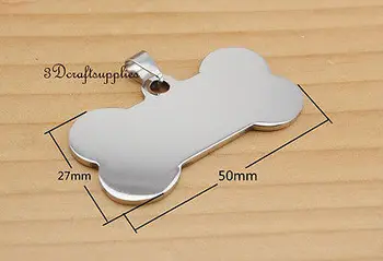 

blank dag tag whole sale titanium steel silver 50 mm x 27 mm 4 pieces CF12