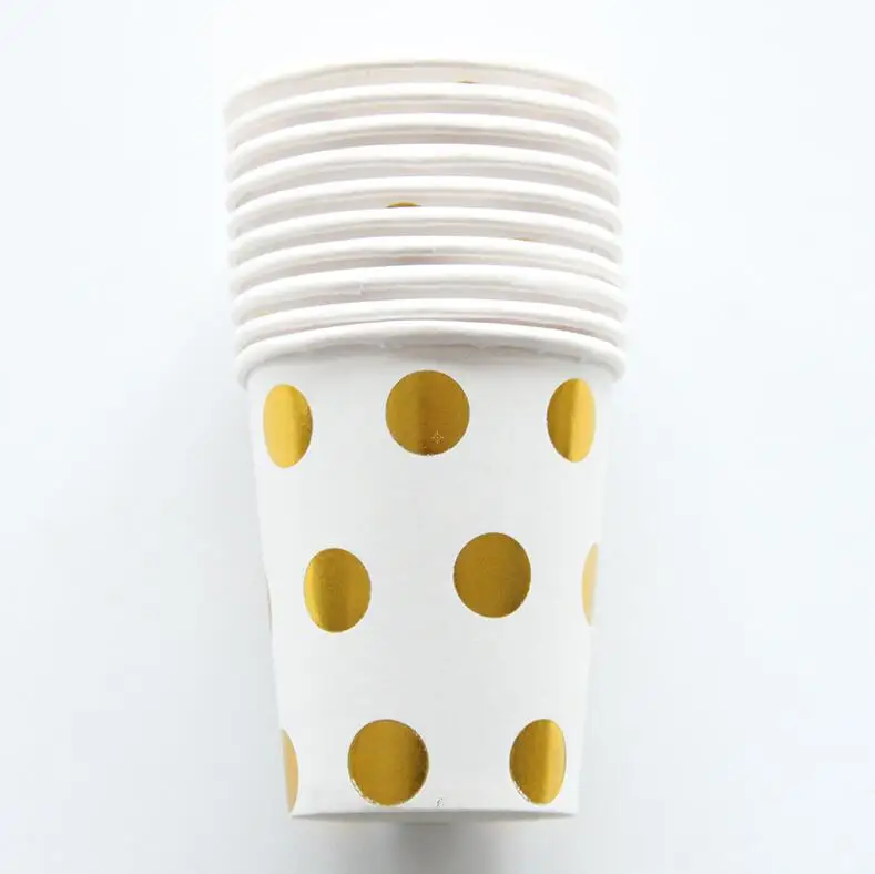 cup 10pcs 10 шт./лот, вечерние бумажные стаканчики с золотыми волнами, украшение на день рождения, тематический фестиваль для детей, девочек и мальчиков - Цвет: cup 10pcs