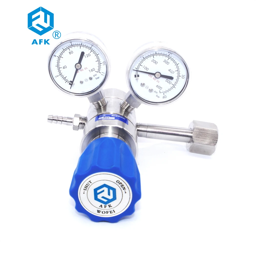 

Dual Stage Argon Gas Pressure Regulator Pressure Stainless Steel 600PSI inlet 160PSI Outlet G1/2-14RH 8mm Hose Connector