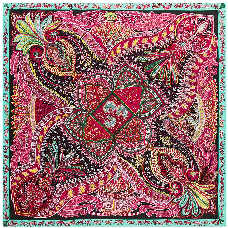 

130cm Fashion Bandana Women Scarf Luxury Brand Paisley Hijab Twill Silk Shawl Scarfs For Ladies Foulard Square Scarves Wraps