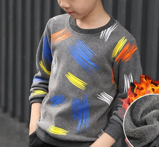 

Boys Long Sleeve Hoodless O-neck Casual Hoodies Pullover Closure Youthful Pattern Warm Fleece Spring Autumn Underwear Hoodies