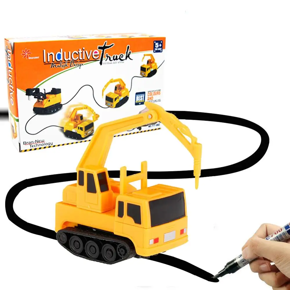 

Engineering Vehicles Mini Magic Toy Truck Children's Inductive Truck Toys Figure Tank Car Pen Draw Lines Induction Rail Car
