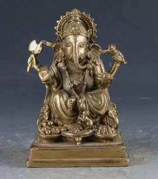 

Chinese Brass Tibetan Buddhism Handwork Carved Ganesha Statue