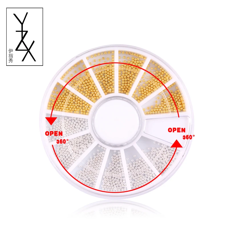 YZX 1 лист Мини Металл золото/серебро Икра Шарм бусины нержавеющая сталь дизайн ногтей украшения УФ гель лак для ногтей 3D Дизайн Маникюр