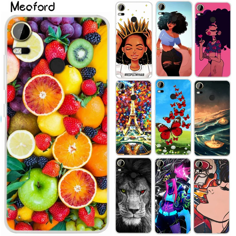 

For HTC 10 Pro Desire Case Full Fruit Skin Silicon Clear TPU Frame Back Cover For HTC 10 pro Case Lion Eiffel Tower Fashion Girl