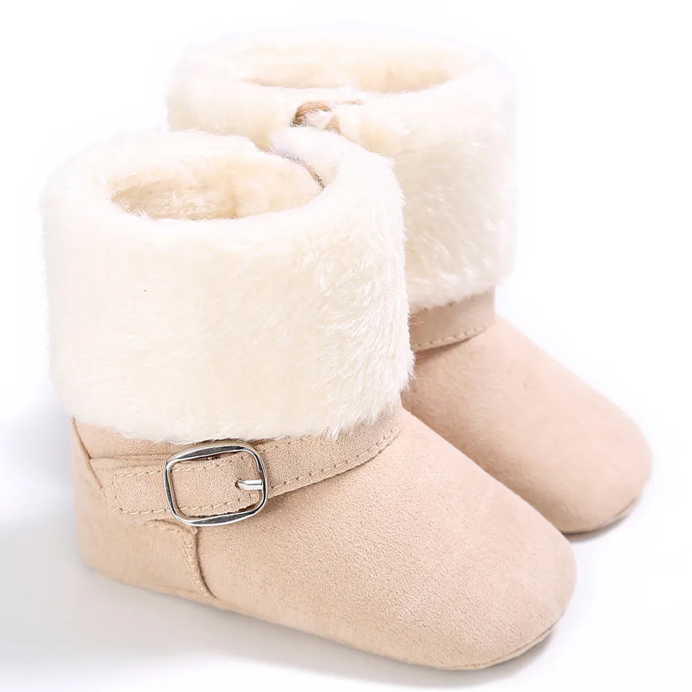 Мягкие ботиночки для маленьких девочек; однотонные кашемировые ботинки для малышей; сезон осень-зима; Теплая обувь; Прямая