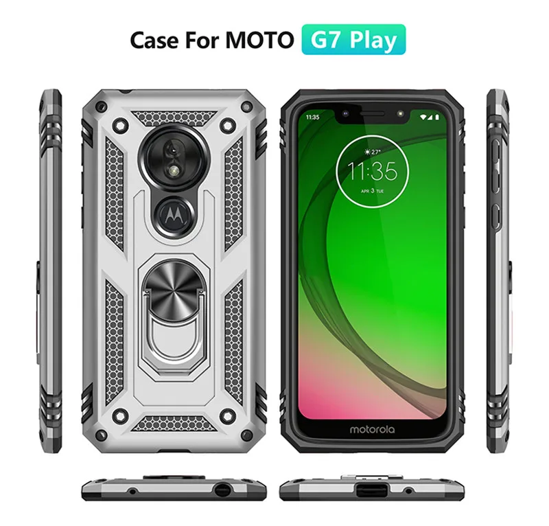 

Colorful Robot Shockproof Armor Soft Silicon For Motorola moto g7 Pay g7Power K50 Metal Ring Car Magnetic Bracket Protector Case