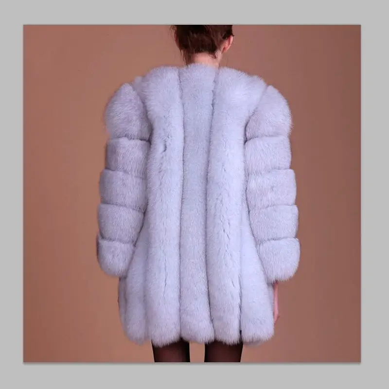 Новая куртка средней длины из искусственного лисьего меха, женская зимняя куртка из искусственного лисьего меха, женская теплая куртка из искусственного лисьего меха, пальто для женщин размера плюс S-4XL