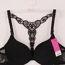 Fashion Women Bra Front Closure Sexy Lace Racer Y line Straps Back Seamless Push Up Underwear