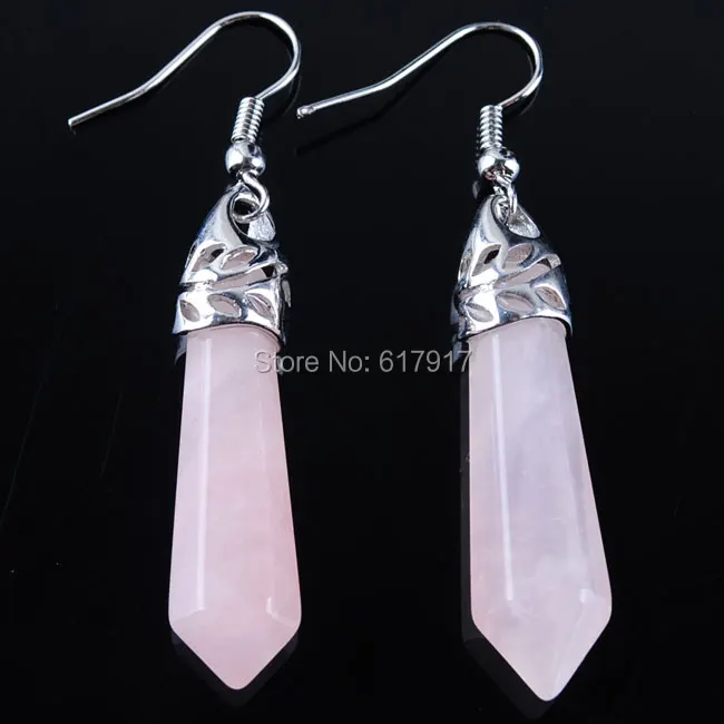 

New Arrivals Free Shipping Fashion Jewelry Natural Rose Quartzs Beads Dangle Earrings For Women 1 Pair TR3068