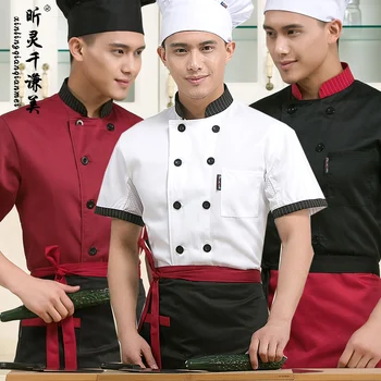

2015 New Chef Wear Half Sleeve Kitchen Work Clothes Bakery Service Hotel Coverall Summer Japanese Kitchen Wear J103