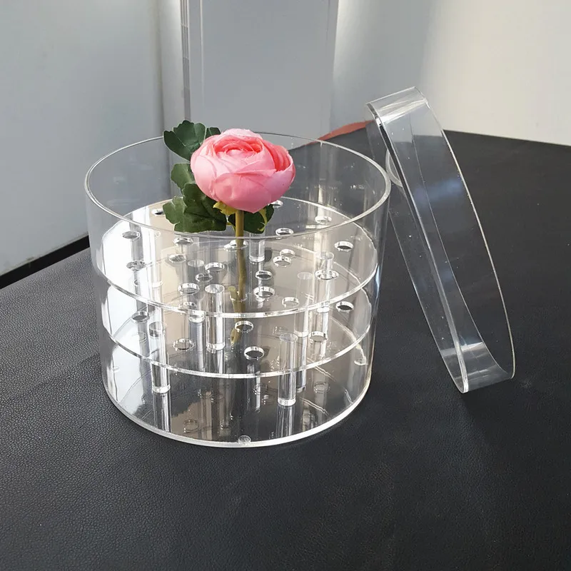 

2018 Aila Round Acrylic Flower Box Rose Display Storage Round Box Without Flowers