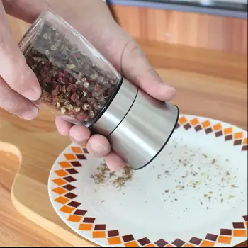 

2pcs Manual Pepper Grinder Salt and Pepper Mills Stainless Steel Glass Seasoning Jar Spice Sauce Kitchen Tool Pepper Mill