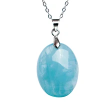 Из натурального прозрачного камня Синие стразы цвета Аквамарин драгоценный камень прозрачный кулон 24x19x10 мм океан Аквамарин заживление женщина Прямая AAAAA