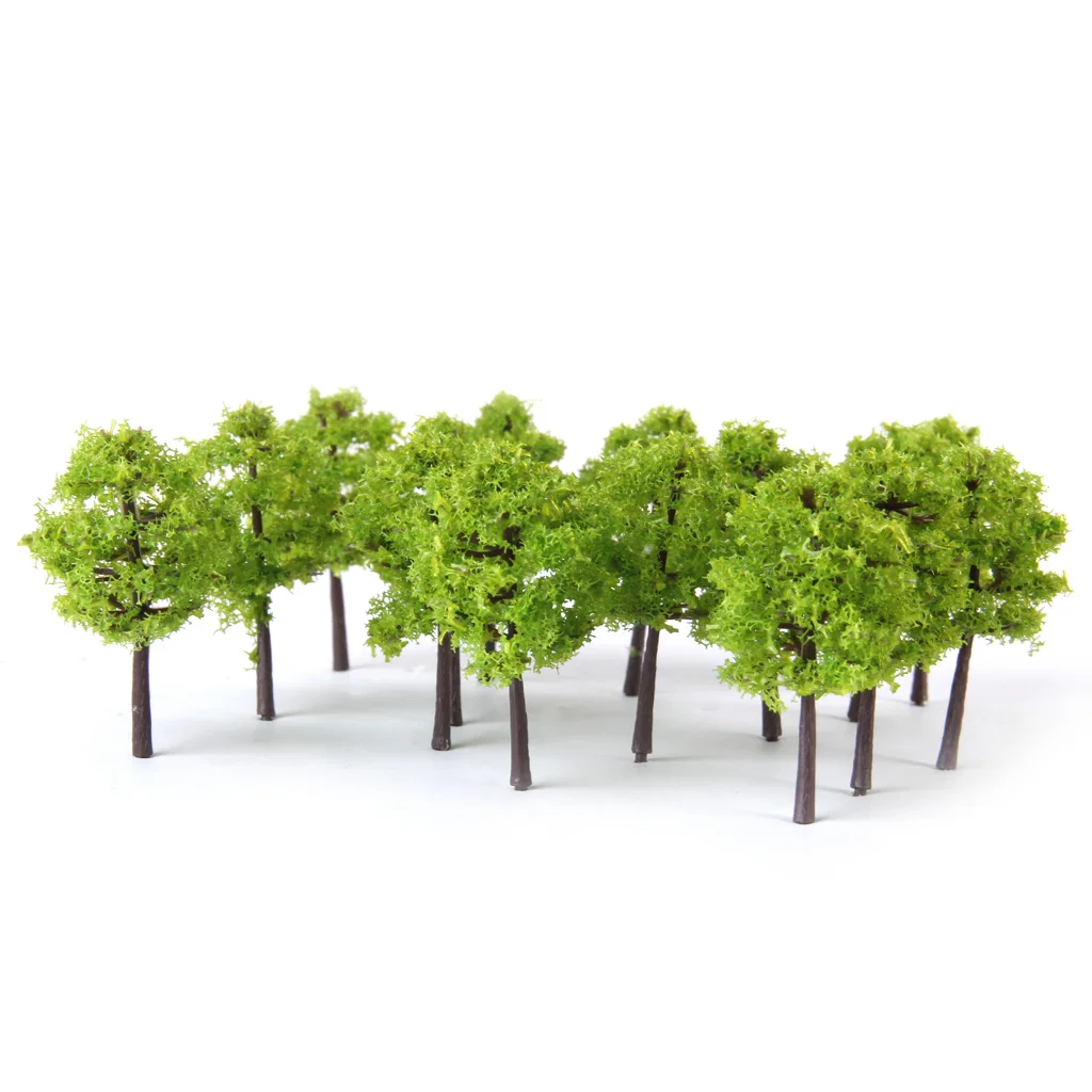 80Pcs 5cm Height Green Tree Models for RR Railway Diorama Park Garden Scenery Building Accessory