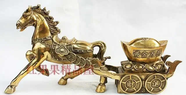 

China Collection copper Horse drawn vehicles Sculpture