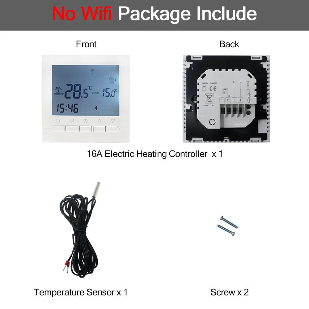 Wifi контроллер температуры 16A AC220V ЖК двойной регулятор температуры Ralay выход электрическое отопление wifi термостат - Цвет: SET 4 NO WIFI