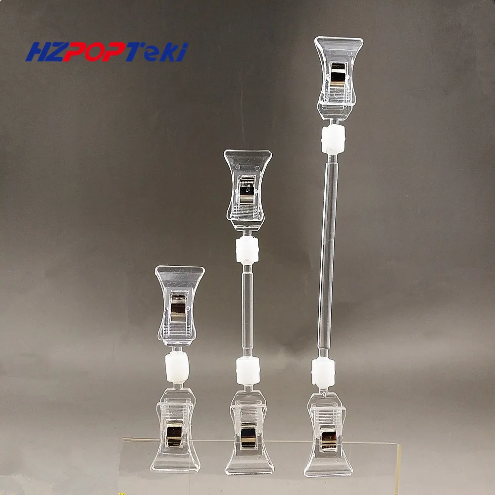 Clear Plastic Merchandise Sign Paper Memo Card Holder Display POP Signs Clip Swivel Double Promotion Clips Good Quality 3000pcs |