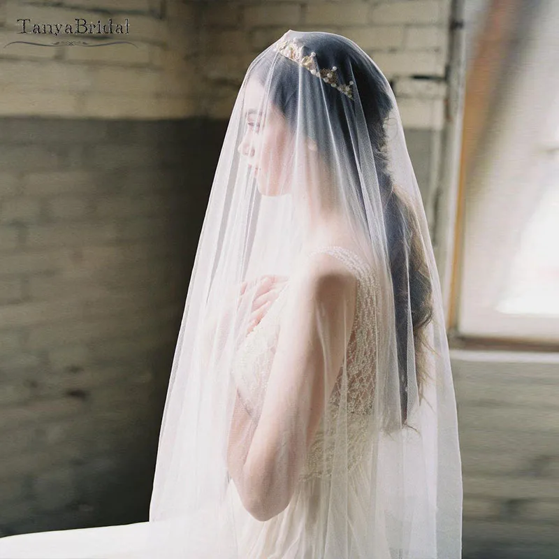 

1.5m Wide Simple Tulle Wedding Veils Sheer bridal veil Blusher Veils DV025