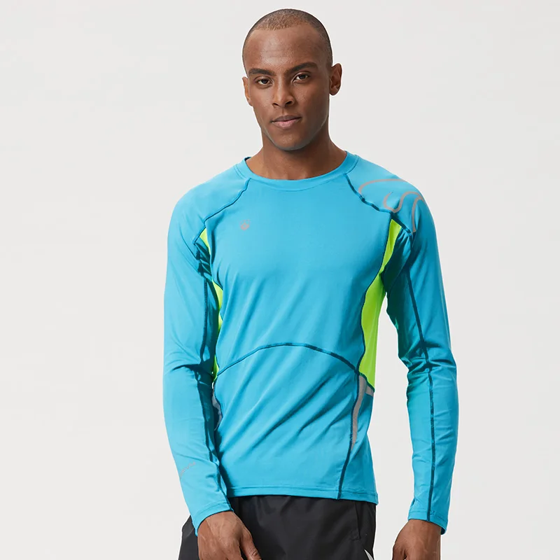 Осенние высококачественные футболки реглан с длинным рукавом компрессионные рубашки мужские спортивные топы мужские фитнес марафон для мужчин
