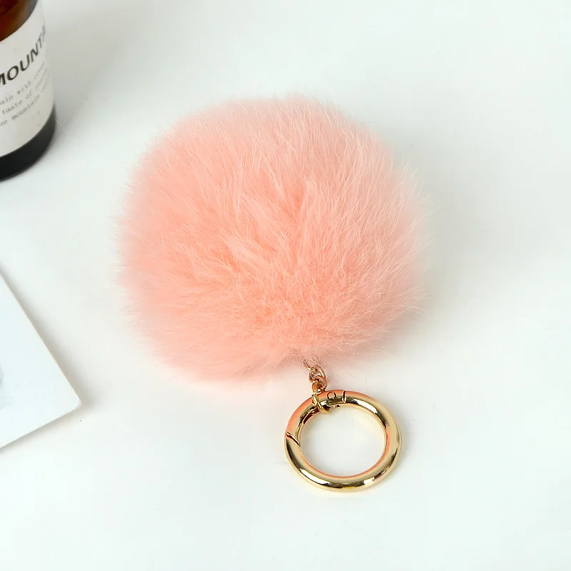 10 см Пушистый натуральный шарик из меха лисы помпоны из натурального меха помпон шар брелок для ключей автомобиля кольцо Подвеска для женщин сумка Шарм f362 - Цвет: peach