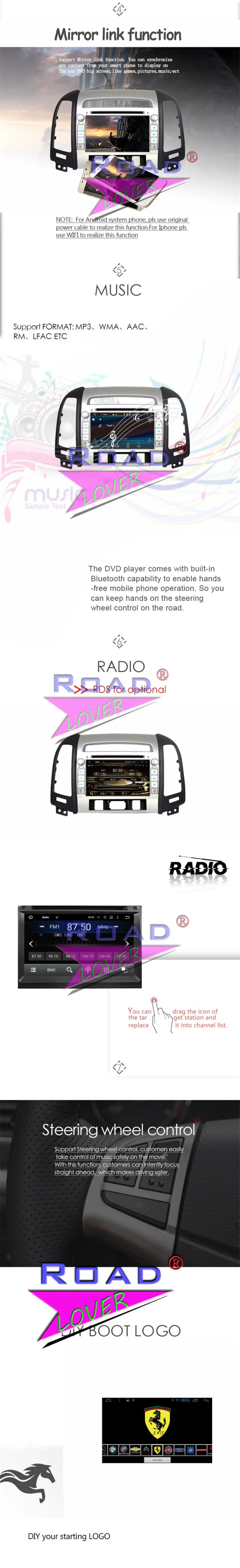 Best Roadlover Android 8.0 Car DVD Player For Hyundai Santa Fe 2006 2007 2008 2009 2010 2011 2012 Stereo GPS Navigation Magnitol 2Din 11