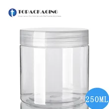 30 шт* 250 г пустая Косметическая банка для крема, ПЭТ пластиковая макуп Маска многоразового использования, прозрачная канистра с винтовой крышкой, упаковочная коробка, баночки