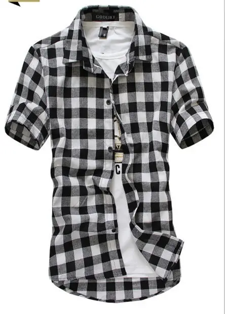 Red And Black Plaid Shirt Men Shirts 2025 New Summer Spring Fashion Chemise Homme Mens Dress Shirts Short Sleeve Shirt Men