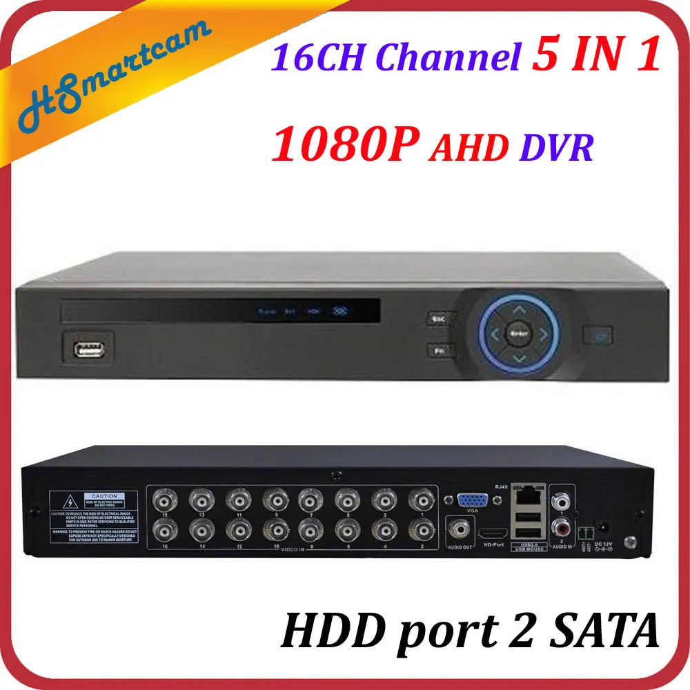 

16CH AHD DVR 6 IN 1 HD DVRS for 1080P AHD CVBS CVI TVI IPC Cameras iSO Android Mobile view Support ONVIF XMeye HDD port 2 SATA