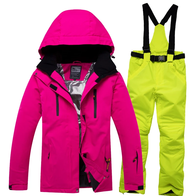 Супер теплая Для женщин мужской лыжный костюм Сноубордическая куртка штаны, ветрозащитные и Водонепроницаемый дышащий для занятий спортом на улице, одежда для катания на лыжах, верховой езды костюм