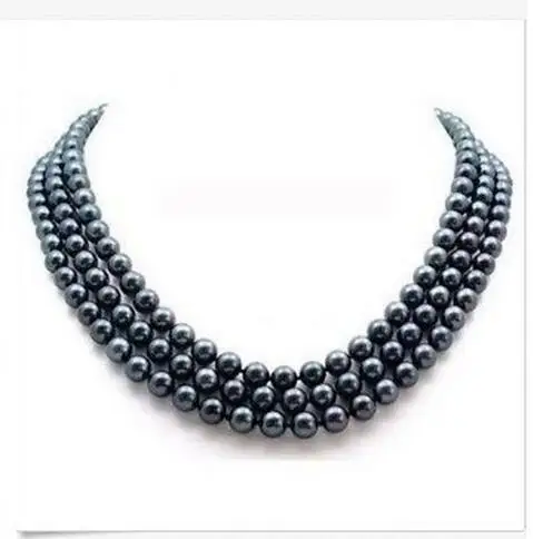 triple strands 8-9mm black blue pearl necklace 18&quot19&quot20&quot | Украшения и аксессуары
