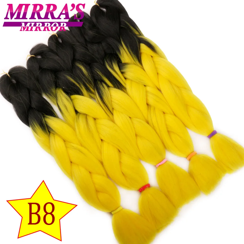 Mirra’s Mirror 5pcs Jumbo Braid Hair Crochet Braids Synthetic Hair Ombre Braiding Hair Extensions Three Tone 24inches - Цвет: B8