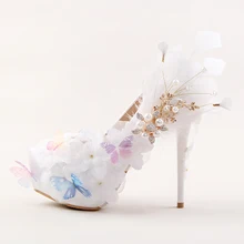 New arrival Fashion platform shoes 12cm/14cm high shoes Party/Wedding bride shoes Flower white shoes round toe Pumps