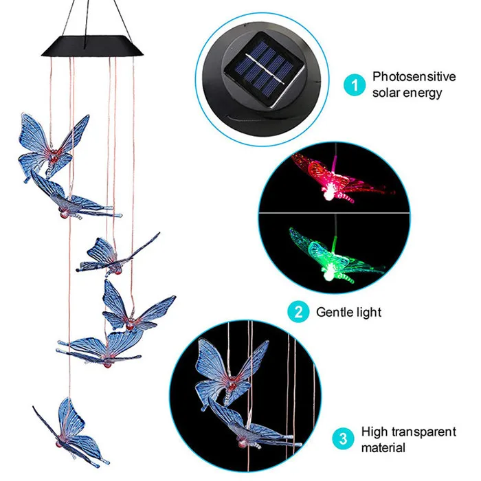 Butterfly Solar Wind Chime Light 4