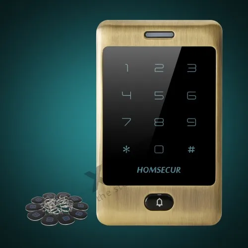 

HOMSECUR Waterproof Touch Keypad 13.56Mhz IC Proximity Reader Access Control+10* Keyfobs