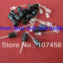 100 шт) 3 мм Ультра яркий синий светодиодный+ светодиодный держатель/светодиодный чехол+ Быстрая для 3 мм Световой лампы