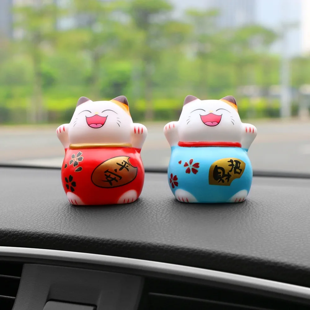 Автомобильные украшения в китайском стиле улыбающийся счастливый кот Авто интерьерные украшения комиксы куклы декор для автомобильной приборной панели украшения подарки